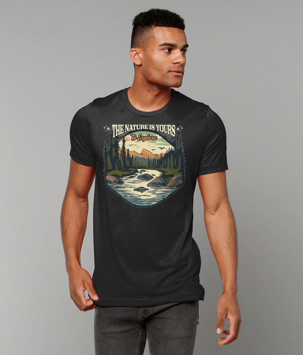 Men's Hiking Tshirt Outdoor Adventure Shirt Nature Is Yours To Explore